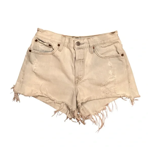 Vintage Authentic Levi’s cut off short shorts in bleached light color denim Shorts